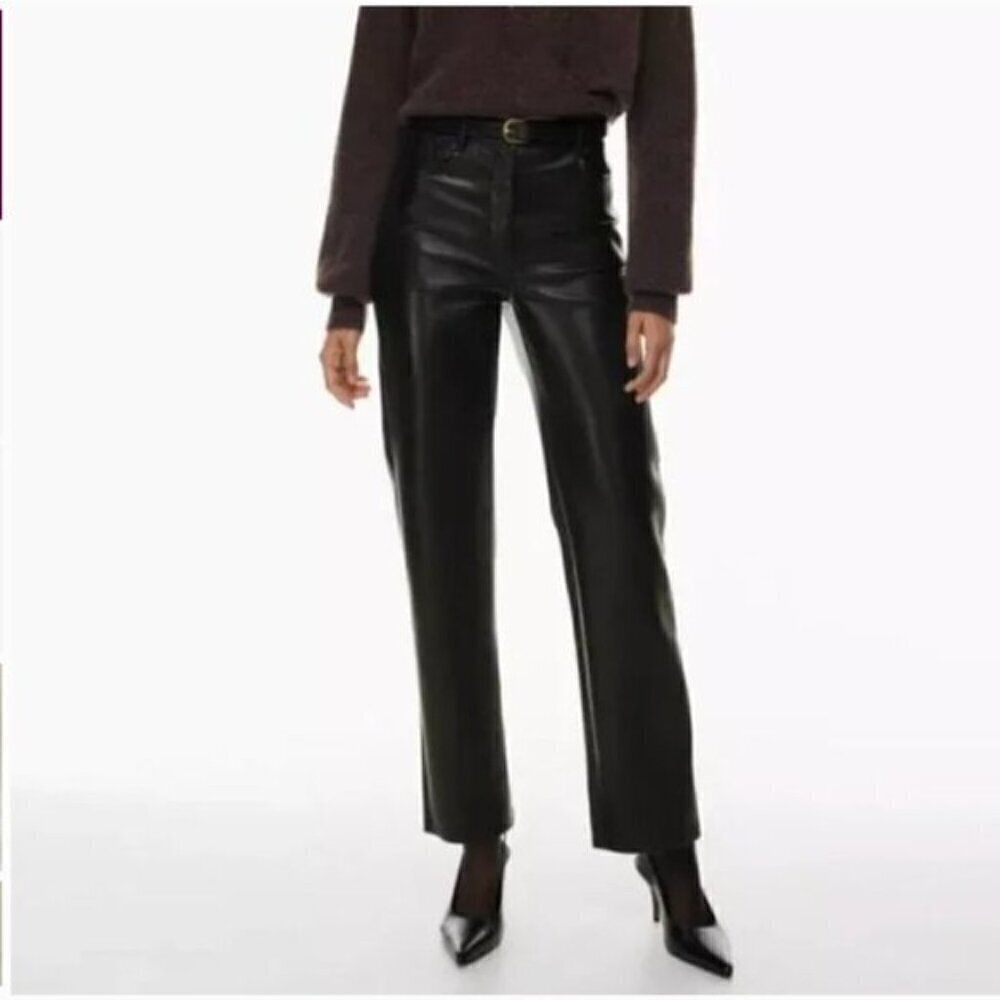 Aritzia Wilfred The Melina™ Pant High-waisted Vegan Leather pants Black Size 00